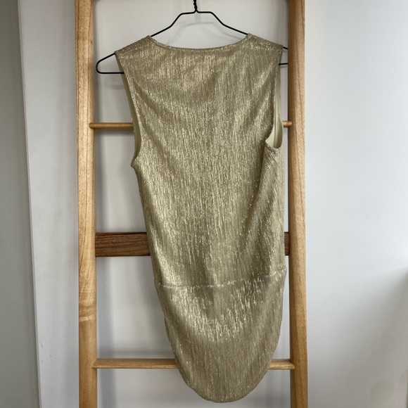 Anine Bing Metallic Gold Lace Up Sleeveless Body Suit Top - Picture 4 of 7